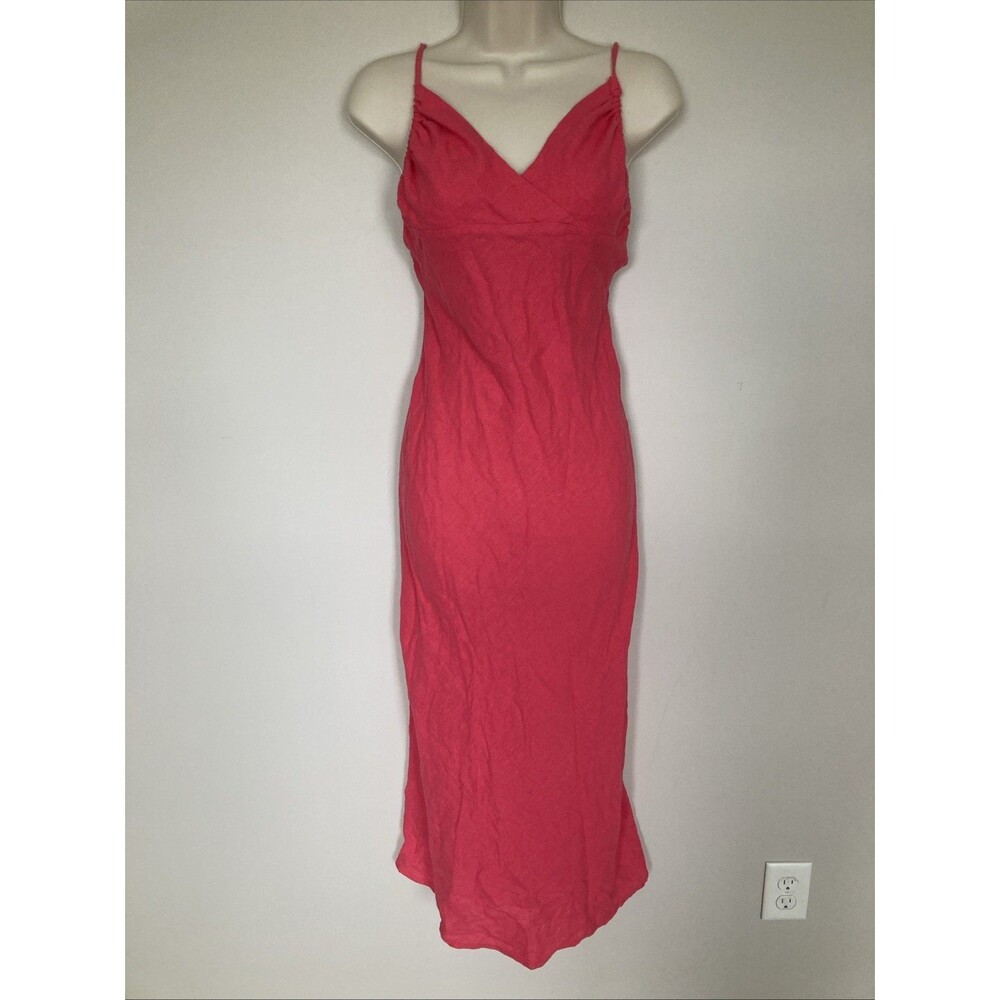 Free People Free-est Midi Dress XS Open Back Linen Blend Pink Summer Beach